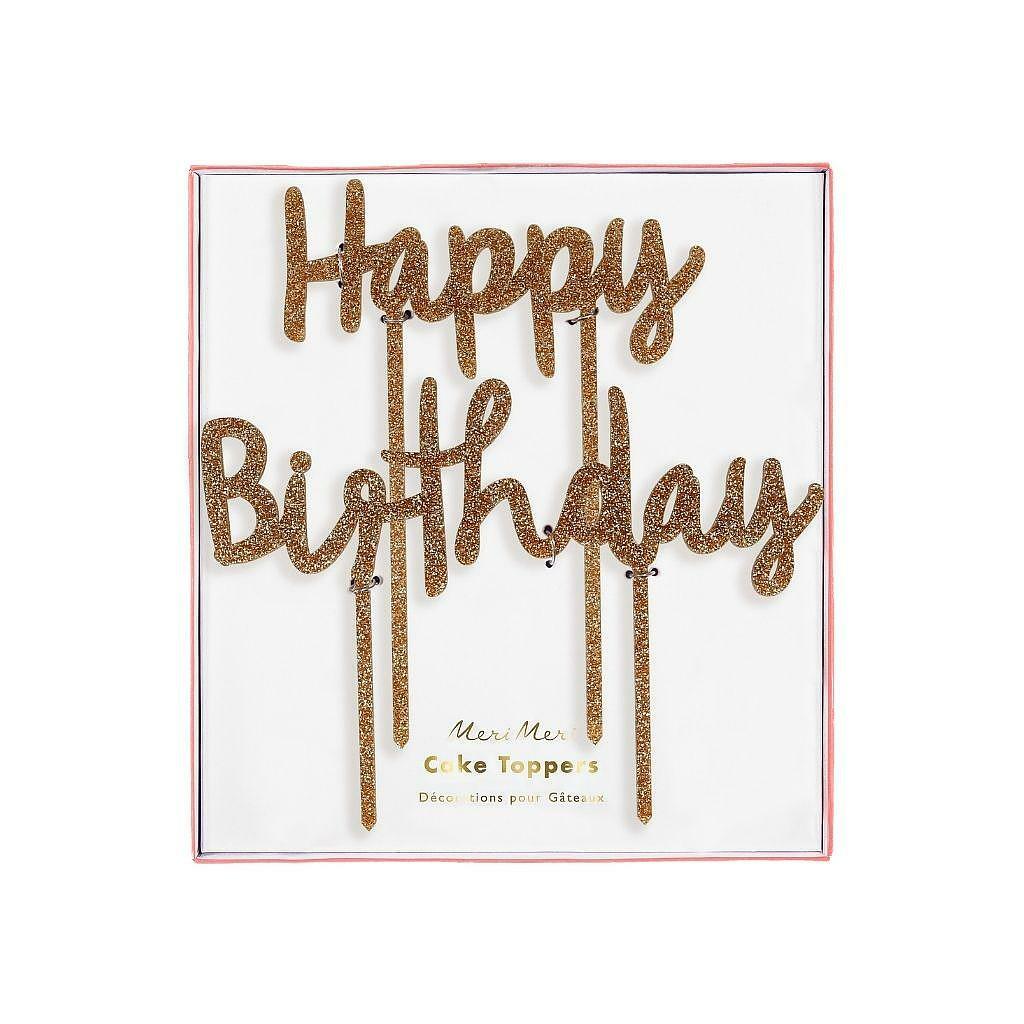 Happy Birthday Gold Acrylic Cake Topper