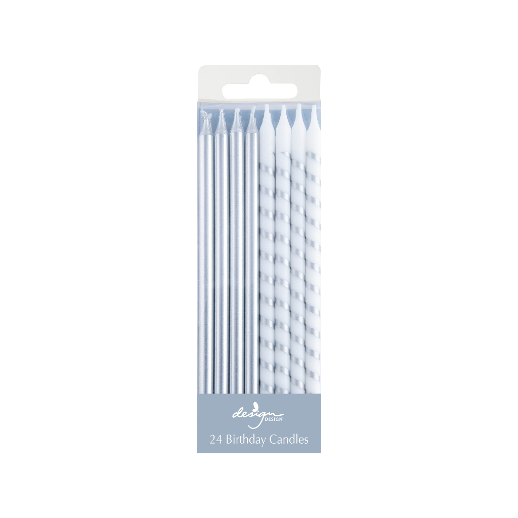 Silver Sophisticate Extra Long Stick Candles