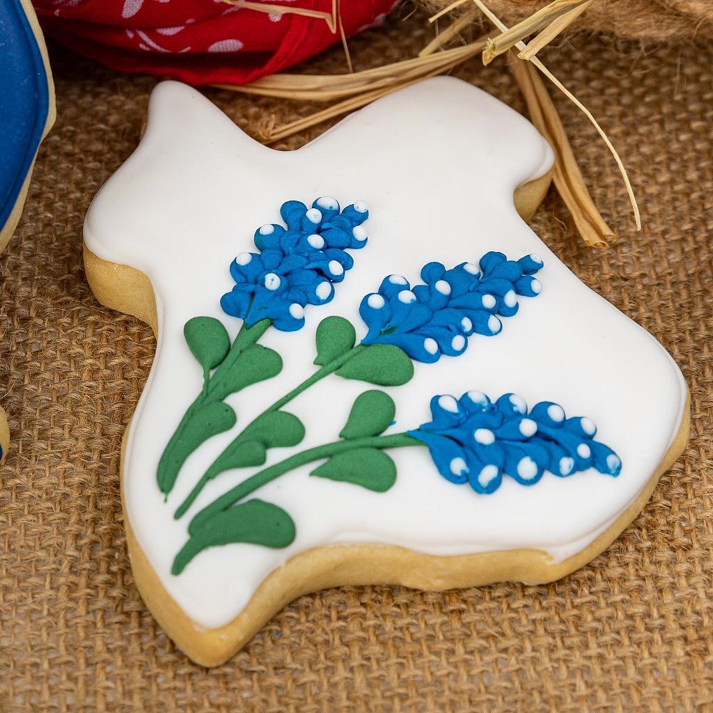 Bluebonnets on Texas Shape